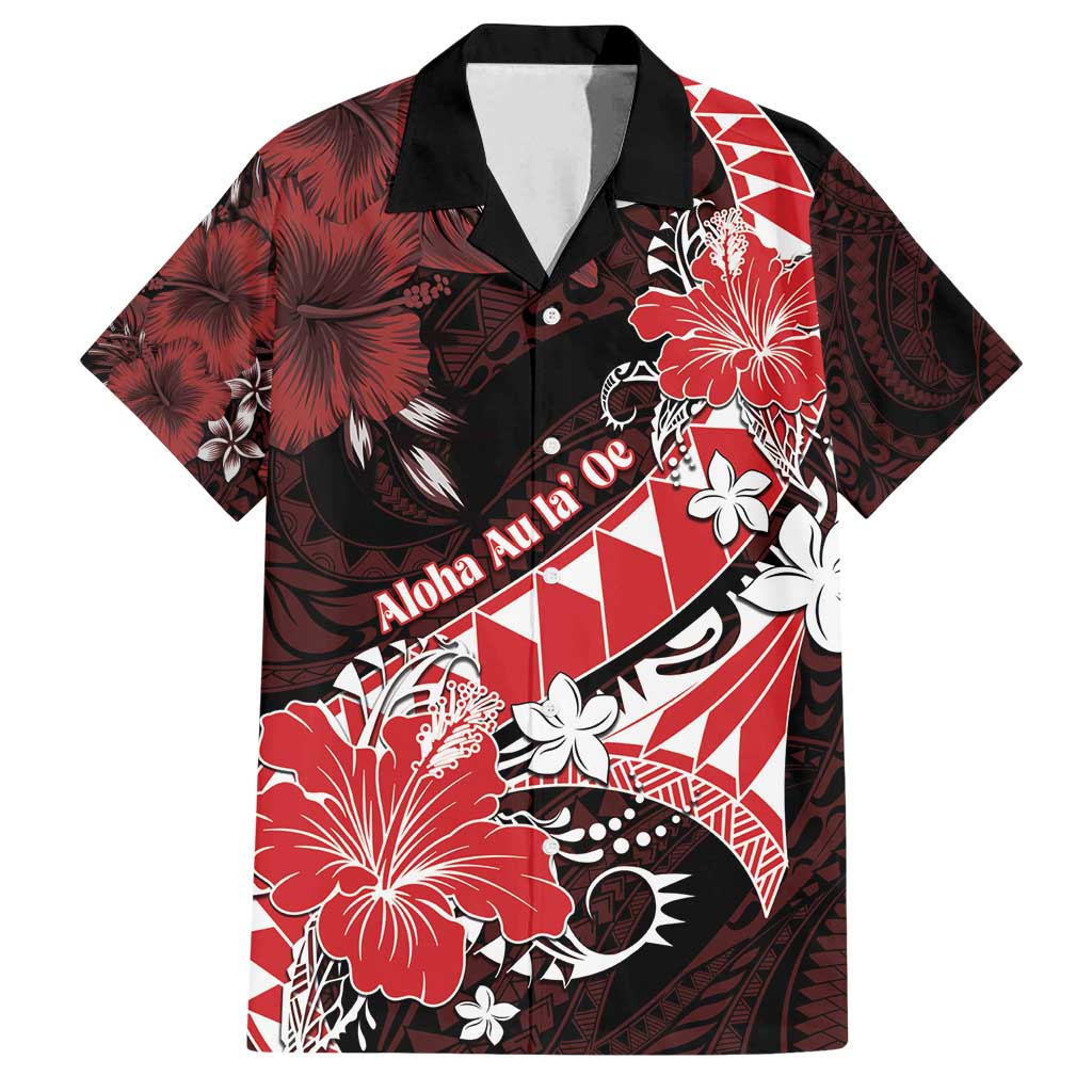 Personalised Hawaii Valentine Day Family Matching Tank Maxi Dress and Hawaiian Shirt Polynesian Hibiscus Art Style Red LT05 Dad's Shirt - Short Sleeve Red - Polynesian Pride