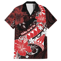Personalised Hawaii Valentine Day Family Matching Tank Maxi Dress and Hawaiian Shirt Polynesian Hibiscus Art Style Red LT05 Dad's Shirt - Short Sleeve Red - Polynesian Pride