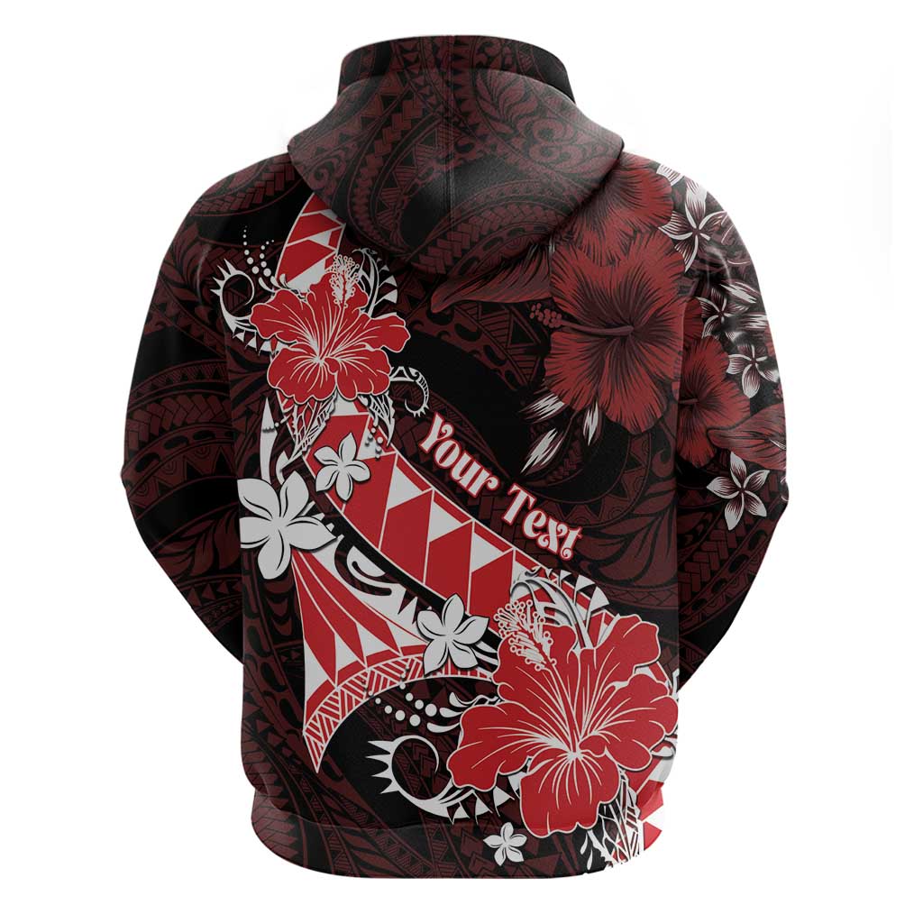 Personalised Hawaii Valentine Day Zip Hoodie Polynesian Hibiscus Art Style Red LT05 - Polynesian Pride