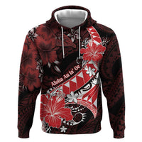 Personalised Hawaii Valentine Day Zip Hoodie Polynesian Hibiscus Art Style Red LT05 Pullover Hoodie Red - Polynesian Pride