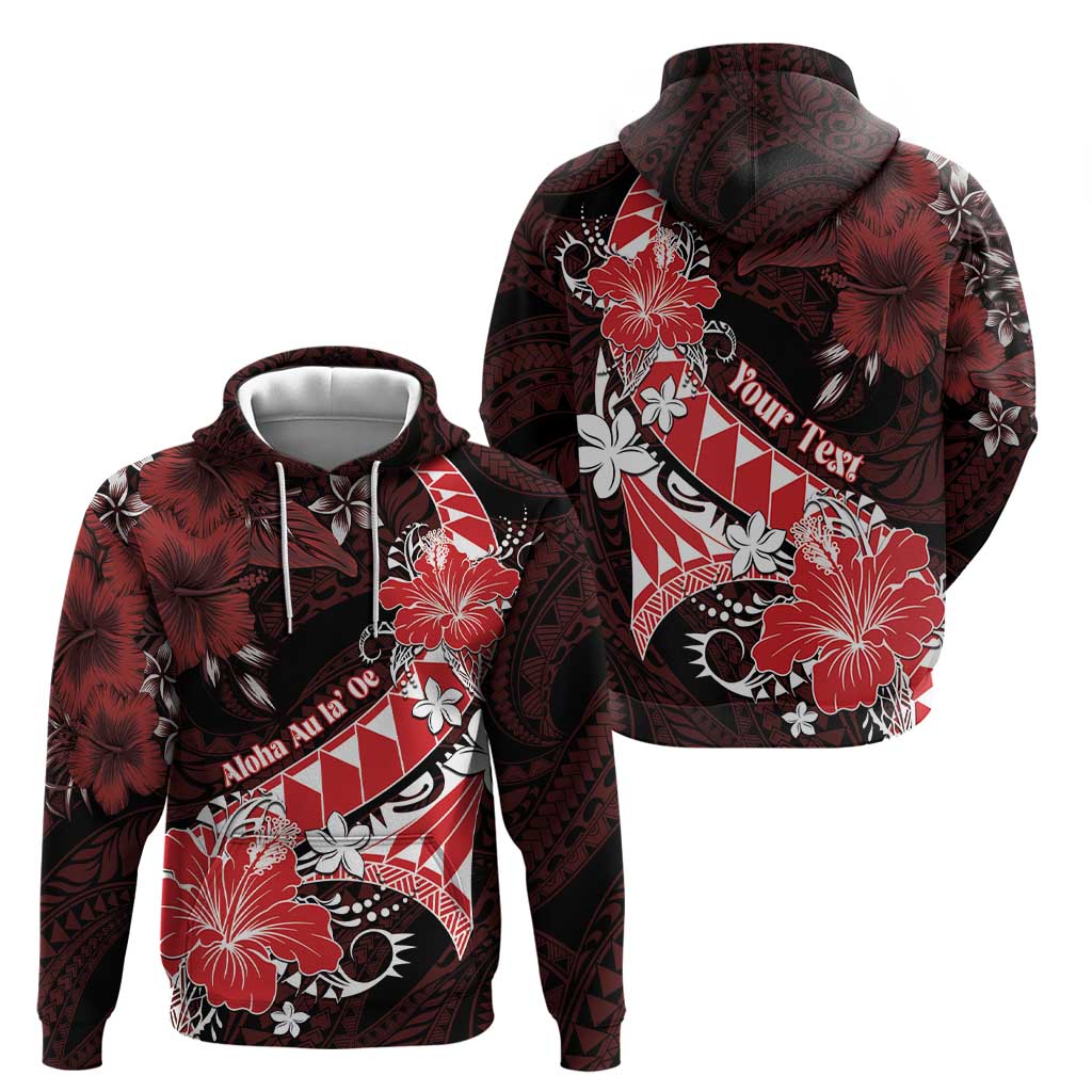 Personalised Hawaii Valentine Day Zip Hoodie Polynesian Hibiscus Art Style Red LT05 - Polynesian Pride