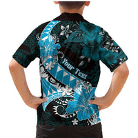 Personalised Hawaii Valentine Day Family Matching Mermaid Dress and Hawaiian Shirt Polynesian Hibiscus Art Style Turquoise LT05 - Polynesian Pride