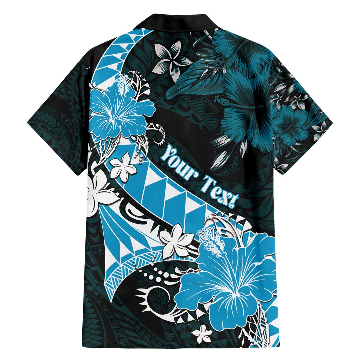Personalised Hawaii Valentine Day Family Matching Off The Shoulder Long Sleeve Dress and Hawaiian Shirt Polynesian Hibiscus Art Style Turquoise LT05 - Polynesian Pride