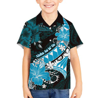 Personalised Hawaii Valentine Day Family Matching Summer Maxi Dress and Hawaiian Shirt Polynesian Hibiscus Art Style Turquoise LT05 Son's Shirt Turquoise - Polynesian Pride