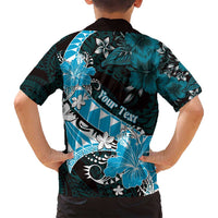 Personalised Hawaii Valentine Day Family Matching Tank Maxi Dress and Hawaiian Shirt Polynesian Hibiscus Art Style Turquoise LT05 - Polynesian Pride