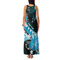 Personalised Hawaii Valentine Day Family Matching Tank Maxi Dress and Hawaiian Shirt Polynesian Hibiscus Art Style Turquoise LT05 - Polynesian Pride
