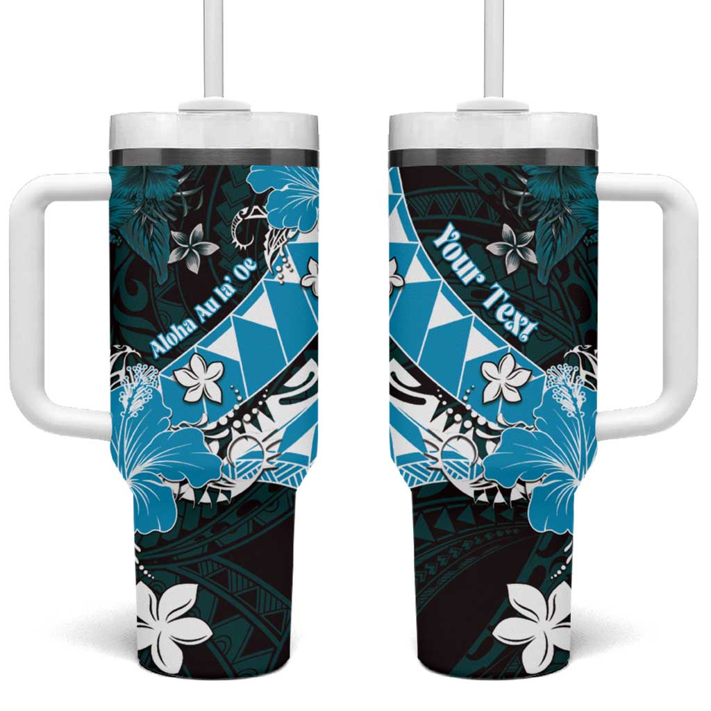 Personalised Hawaii Valentine Day Tumbler With Handle Polynesian Hibiscus Art Style Turquoise LT05 One Size: 40 oz Turquoise - Polynesian Pride