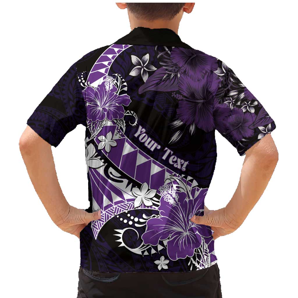 Personalised Hawaii Valentine Day Family Matching Mermaid Dress and Hawaiian Shirt Polynesian Hibiscus Art Style Purple LT05 - Polynesian Pride
