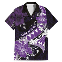 Personalised Hawaii Valentine Day Family Matching Mermaid Dress and Hawaiian Shirt Polynesian Hibiscus Art Style Purple LT05 Dad's Shirt - Short Sleeve Purple - Polynesian Pride