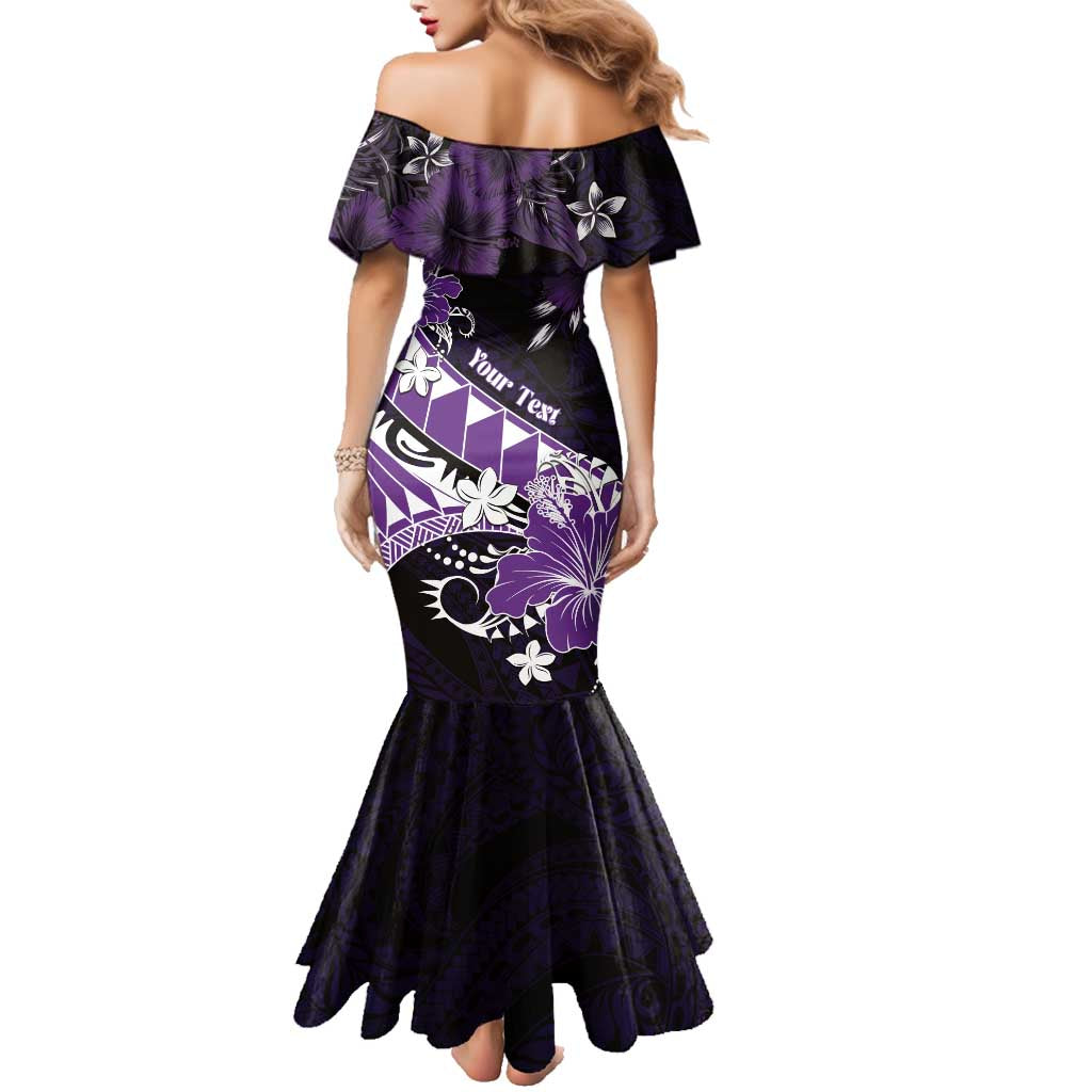 Personalised Hawaii Valentine Day Family Matching Mermaid Dress and Hawaiian Shirt Polynesian Hibiscus Art Style Purple LT05 - Polynesian Pride