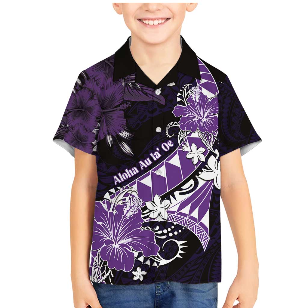 Personalised Hawaii Valentine Day Family Matching Mermaid Dress and Hawaiian Shirt Polynesian Hibiscus Art Style Purple LT05 Son's Shirt Purple - Polynesian Pride
