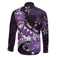 Personalised Hawaii Valentine Day Family Matching Off Shoulder Maxi Dress and Hawaiian Shirt Polynesian Hibiscus Art Style Purple LT05 - Polynesian Pride