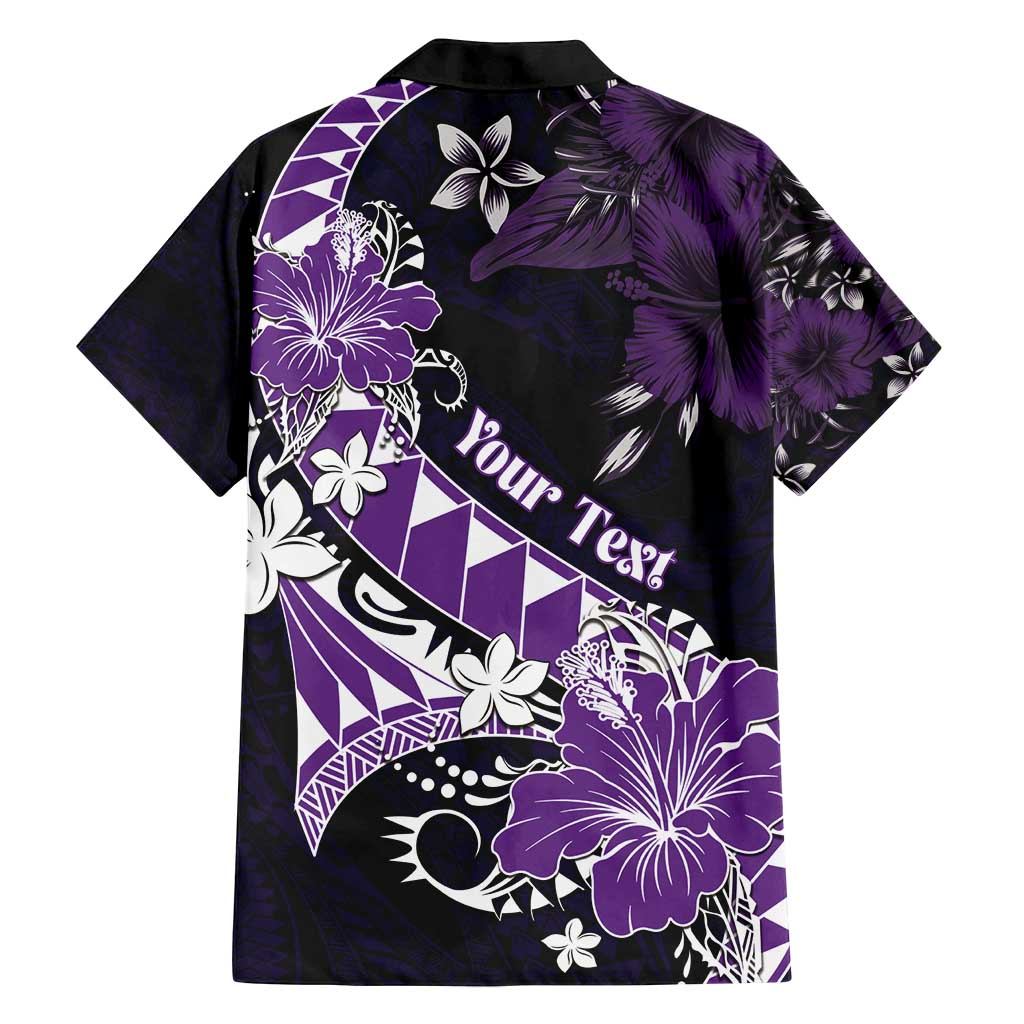 Personalised Hawaii Valentine Day Family Matching Off Shoulder Short Dress and Hawaiian Shirt Polynesian Hibiscus Art Style Purple LT05 - Polynesian Pride