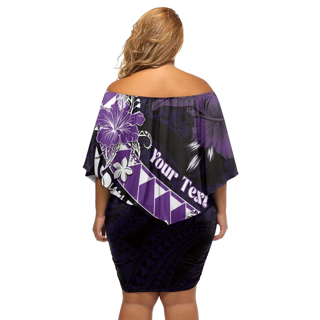 Personalised Hawaii Valentine Day Family Matching Off Shoulder Short Dress and Hawaiian Shirt Polynesian Hibiscus Art Style Purple LT05 - Polynesian Pride