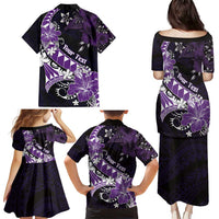 Personalised Hawaii Valentine Day Family Matching Puletasi and Hawaiian Shirt Polynesian Hibiscus Art Style Purple LT05 - Polynesian Pride