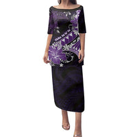Personalised Hawaii Valentine Day Family Matching Puletasi and Hawaiian Shirt Polynesian Hibiscus Art Style Purple LT05 Mom's Dress Purple - Polynesian Pride