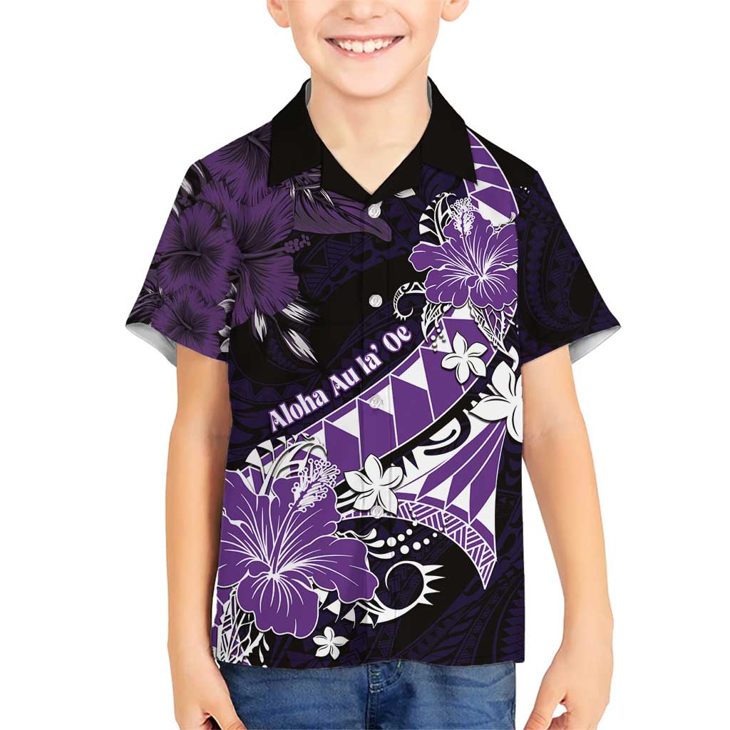 Personalised Hawaii Valentine Day Family Matching Short Sleeve Bodycon Dress and Hawaiian Shirt Polynesian Hibiscus Art Style Purple LT05 Son's Shirt Purple - Polynesian Pride