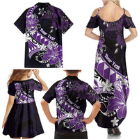 Personalised Hawaii Valentine Day Family Matching Summer Maxi Dress and Hawaiian Shirt Polynesian Hibiscus Art Style Purple LT05 - Polynesian Pride