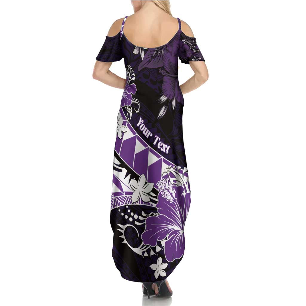 Personalised Hawaii Valentine Day Family Matching Summer Maxi Dress and Hawaiian Shirt Polynesian Hibiscus Art Style Purple LT05 - Polynesian Pride