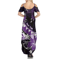 Personalised Hawaii Valentine Day Family Matching Summer Maxi Dress and Hawaiian Shirt Polynesian Hibiscus Art Style Purple LT05 - Polynesian Pride
