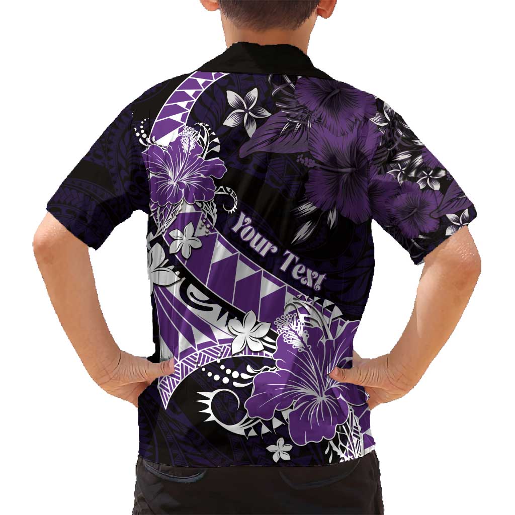 Personalised Hawaii Valentine Day Family Matching Tank Maxi Dress and Hawaiian Shirt Polynesian Hibiscus Art Style Purple LT05 - Polynesian Pride