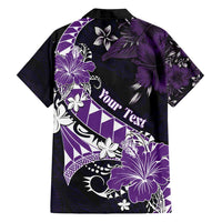 Personalised Hawaii Valentine Day Family Matching Tank Maxi Dress and Hawaiian Shirt Polynesian Hibiscus Art Style Purple LT05 - Polynesian Pride