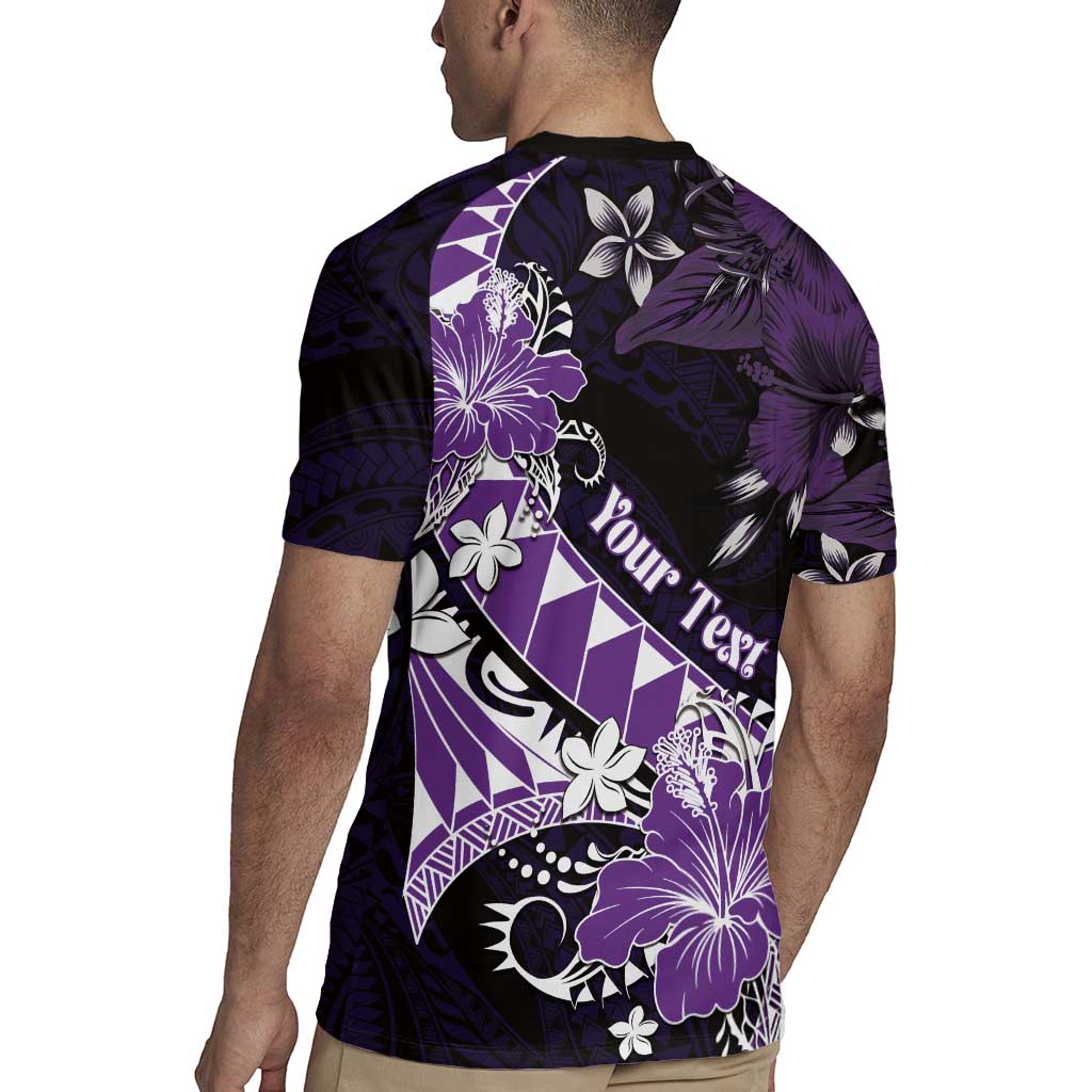 Personalised Hawaii Valentine Day Rugby Jersey Polynesian Hibiscus Art Style Purple