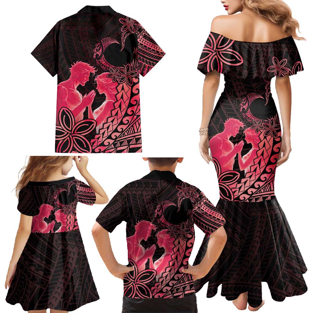 Alofa Samoa Valentine Red Family Matching Mermaid Dress and Hawaiian Shirt Love Is The Greatest Thing LT05 - Polynesian Pride