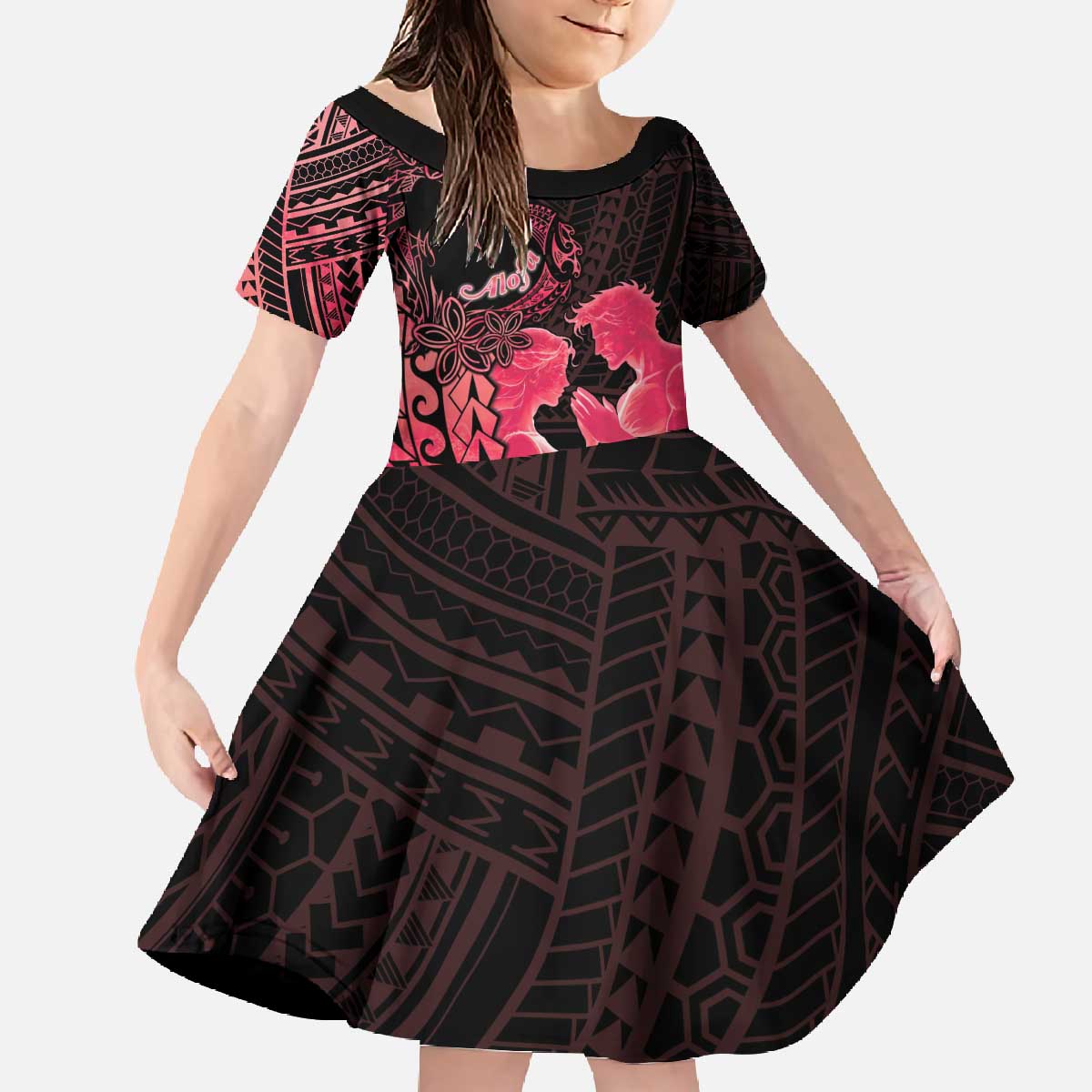 Alofa Samoa Valentine Red Family Matching Off The Shoulder Long Sleeve Dress and Hawaiian Shirt Love Is The Greatest Thing LT05 - Polynesian Pride