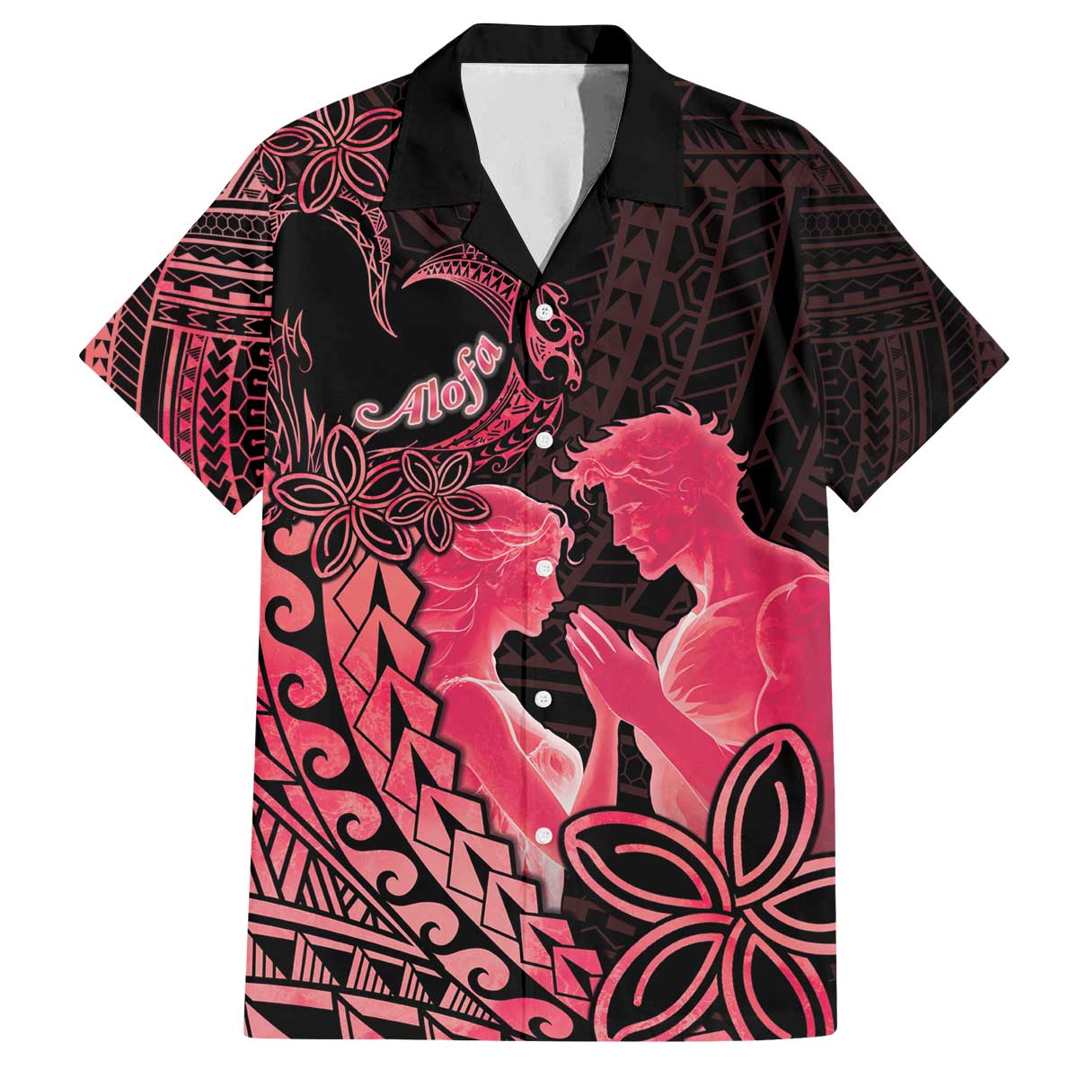 Alofa Samoa Valentine Red Family Matching Off The Shoulder Long Sleeve Dress and Hawaiian Shirt Love Is The Greatest Thing LT05 - Polynesian Pride