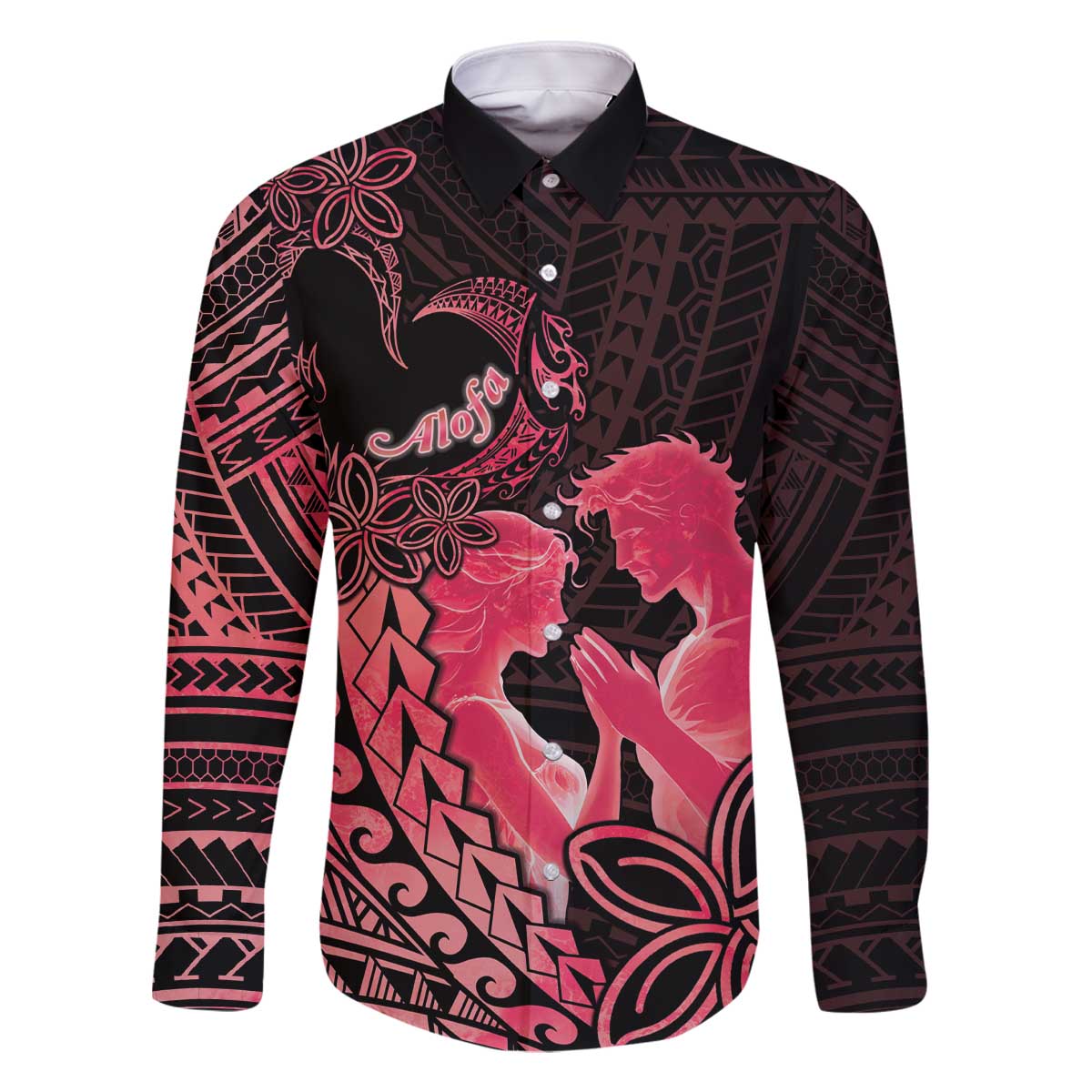 Alofa Samoa Valentine Red Family Matching Off The Shoulder Long Sleeve Dress and Hawaiian Shirt Love Is The Greatest Thing LT05 - Polynesian Pride