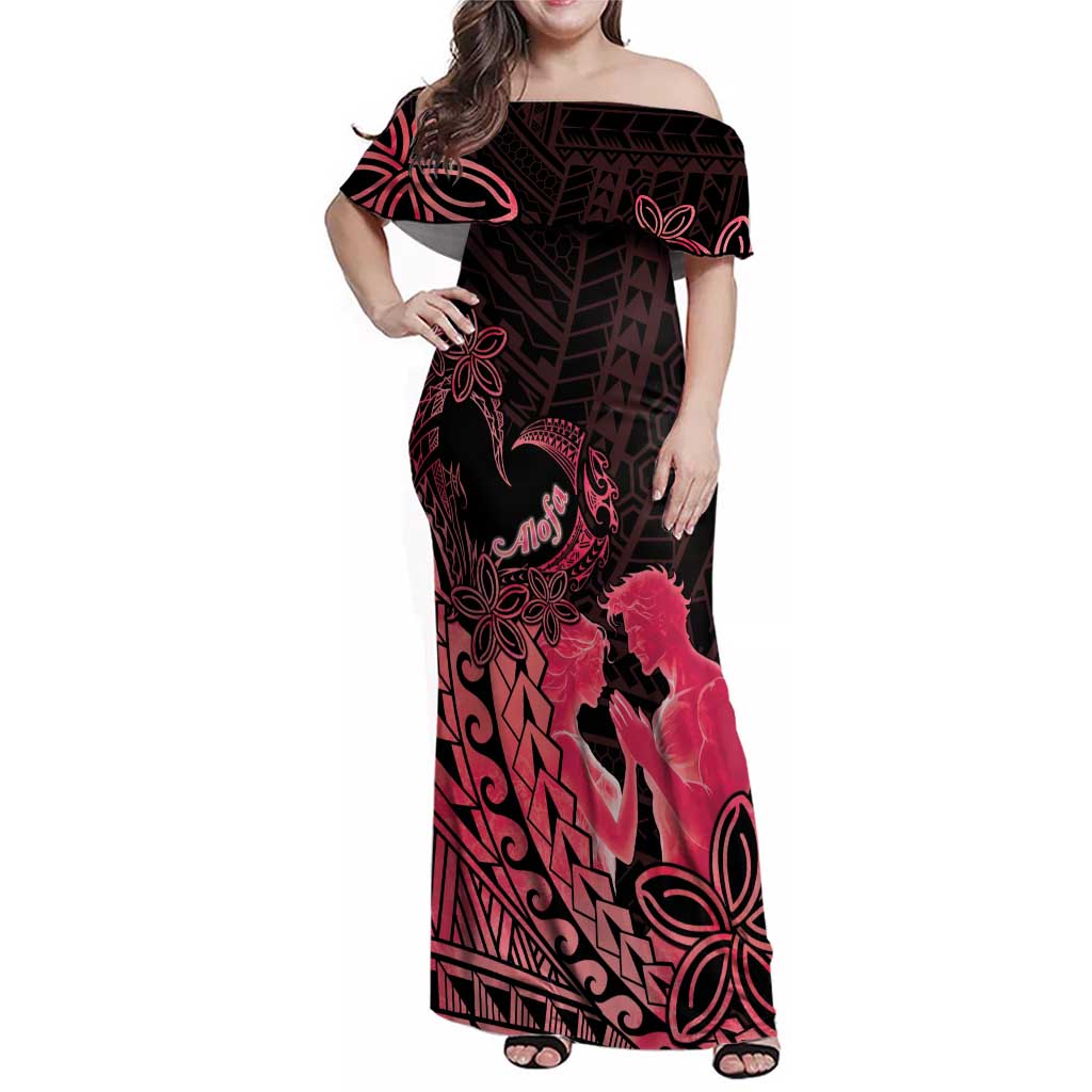 Alofa Samoa Valentine Red Family Matching Off Shoulder Maxi Dress and Hawaiian Shirt Love Is The Greatest Thing
