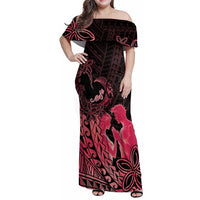 Alofa Samoa Valentine Red Family Matching Off Shoulder Maxi Dress and Hawaiian Shirt Love Is The Greatest Thing