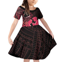 Alofa Samoa Valentine Red Family Matching Off Shoulder Short Dress and Hawaiian Shirt Love Is The Greatest Thing LT05 Daughter's Dress Red - Polynesian Pride