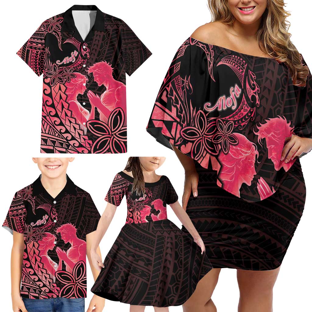 Alofa Samoa Valentine Red Family Matching Off Shoulder Short Dress and Hawaiian Shirt Love Is The Greatest Thing LT05 - Polynesian Pride