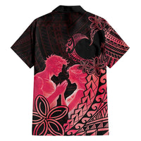 Alofa Samoa Valentine Red Family Matching Off Shoulder Short Dress and Hawaiian Shirt Love Is The Greatest Thing LT05 - Polynesian Pride