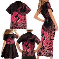 Alofa Samoa Valentine Red Family Matching Short Sleeve Bodycon Dress and Hawaiian Shirt Love Is The Greatest Thing LT05 - Polynesian Pride