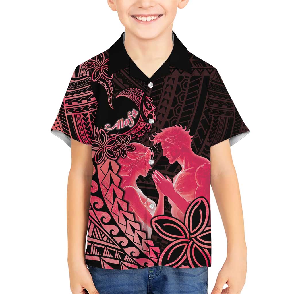 Alofa Samoa Valentine Red Family Matching Short Sleeve Bodycon Dress and Hawaiian Shirt Love Is The Greatest Thing LT05 Son's Shirt Red - Polynesian Pride