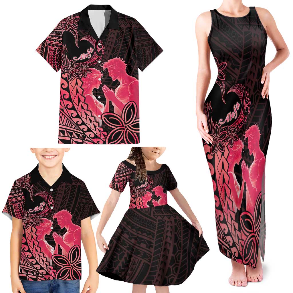 Alofa Samoa Valentine Red Family Matching Tank Maxi Dress and Hawaiian Shirt Love Is The Greatest Thing LT05 - Polynesian Pride