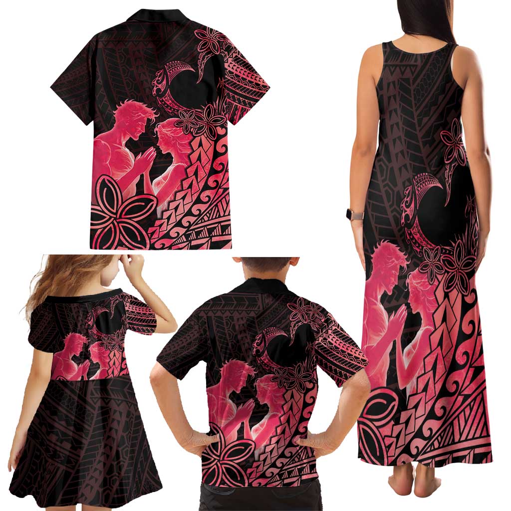 Alofa Samoa Valentine Red Family Matching Tank Maxi Dress and Hawaiian Shirt Love Is The Greatest Thing LT05 - Polynesian Pride