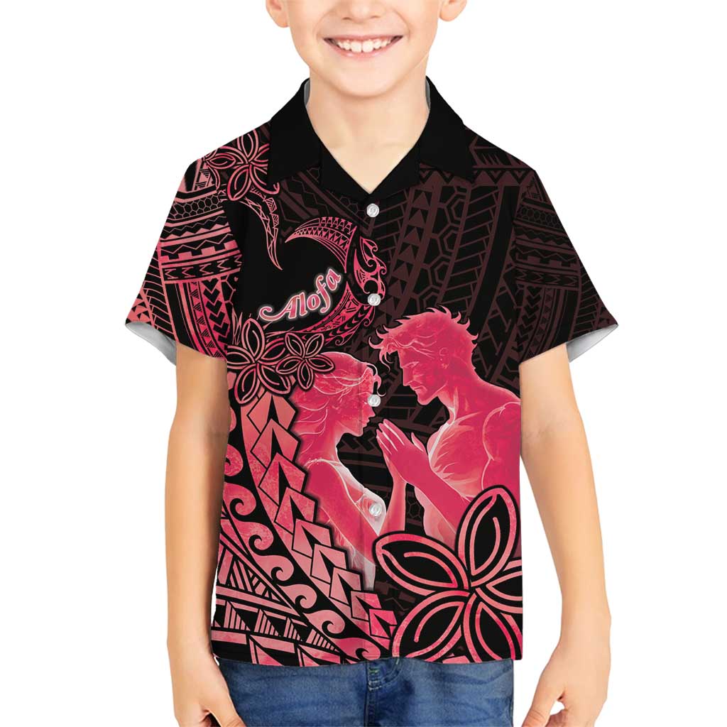 Alofa Samoa Valentine Red Family Matching Tank Maxi Dress and Hawaiian Shirt Love Is The Greatest Thing LT05 Son's Shirt Red - Polynesian Pride