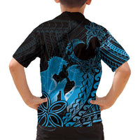 Alofa Samoa Valentine Blue Family Matching Long Sleeve Bodycon Dress and Hawaiian Shirt Love Is The Greatest Thing LT05 - Polynesian Pride