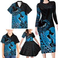 Alofa Samoa Valentine Blue Family Matching Long Sleeve Bodycon Dress and Hawaiian Shirt Love Is The Greatest Thing LT05 - Polynesian Pride
