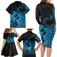 Alofa Samoa Valentine Blue Family Matching Long Sleeve Bodycon Dress and Hawaiian Shirt Love Is The Greatest Thing LT05 - Polynesian Pride