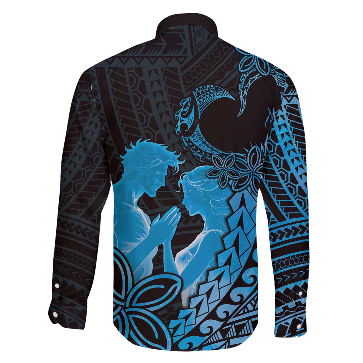 Alofa Samoa Valentine Blue Family Matching Off The Shoulder Long Sleeve Dress and Hawaiian Shirt Love Is The Greatest Thing LT05 - Polynesian Pride