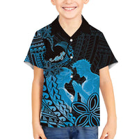 Alofa Samoa Valentine Blue Family Matching Tank Maxi Dress and Hawaiian Shirt Love Is The Greatest Thing LT05 Son's Shirt Blue - Polynesian Pride