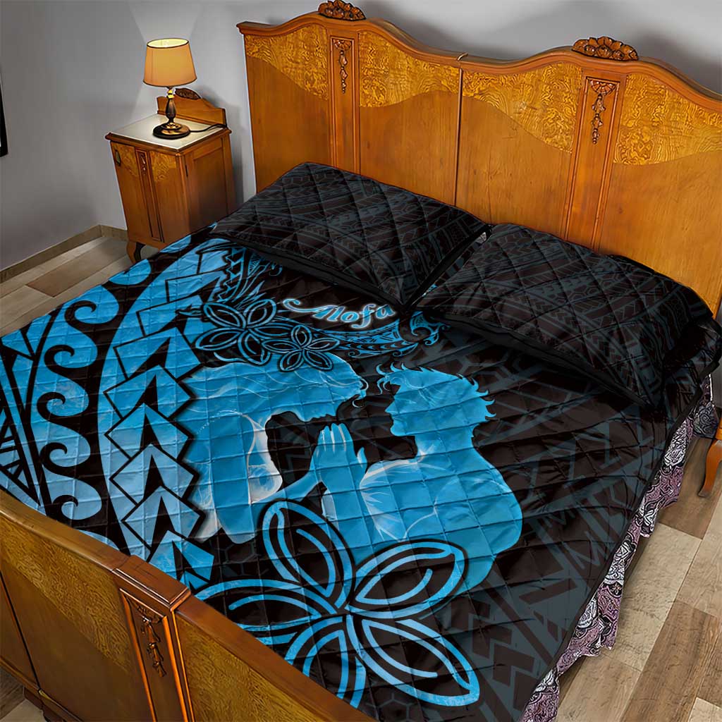 Alofa Samoa Valentine Blue Quilt Bed Set Love Is The Greatest Thing