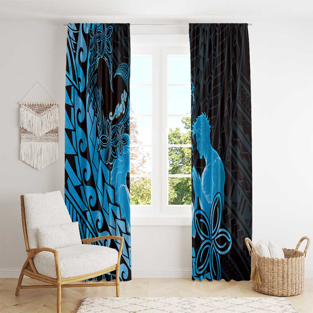 Alofa Samoa Valentine Blue Window Curtain Love Is The Greatest Thing