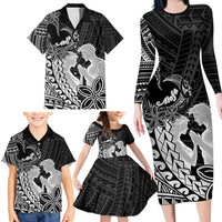 Alofa Samoa Valentine Black Family Matching Long Sleeve Bodycon Dress and Hawaiian Shirt Love Is The Greatest Thing LT05 - Polynesian Pride