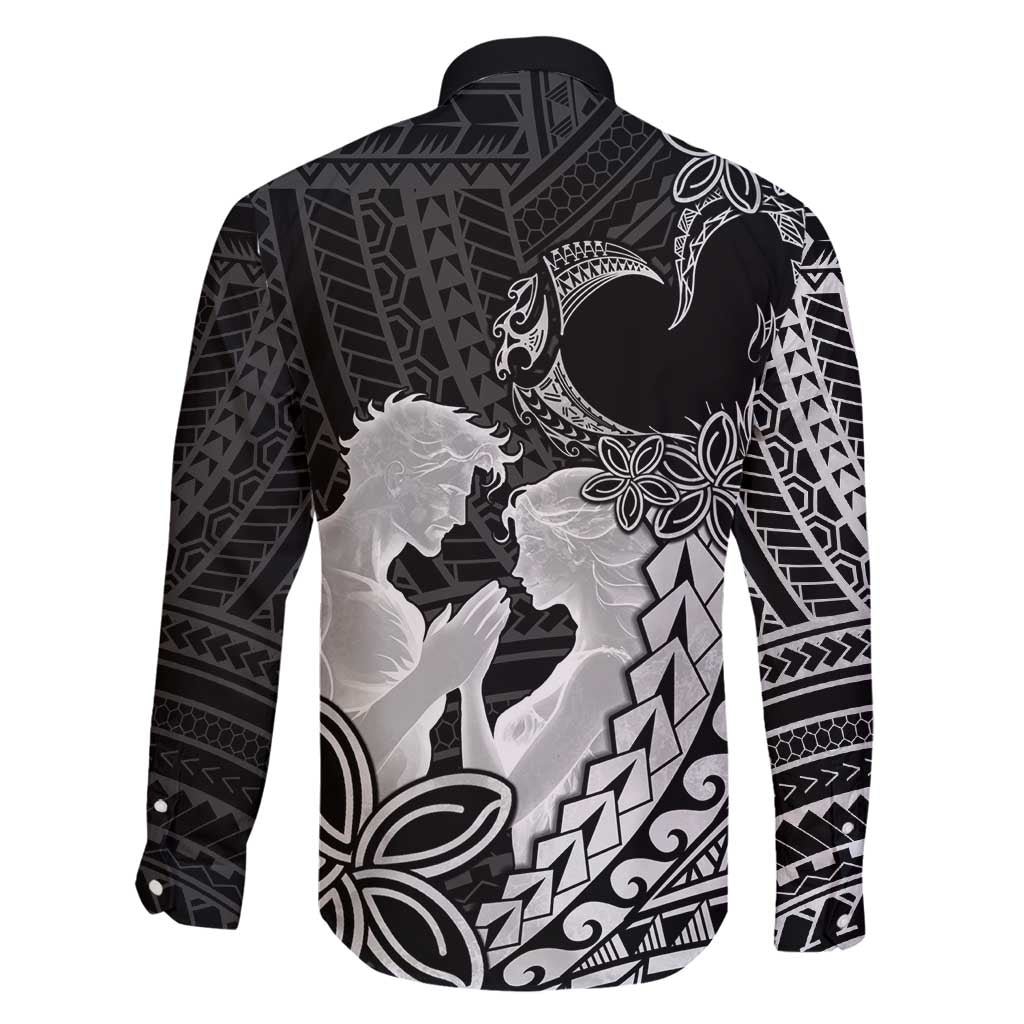 Alofa Samoa Valentine Black Family Matching Long Sleeve Bodycon Dress and Hawaiian Shirt Love Is The Greatest Thing LT05 - Polynesian Pride